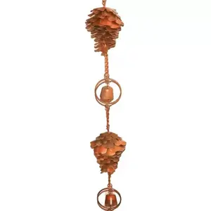 Metal Outdoor Wind Chime Decoration, Pine Cone Rain Chain, Durable Metal Craftsmanship, Perfect Garden Decor Accessory