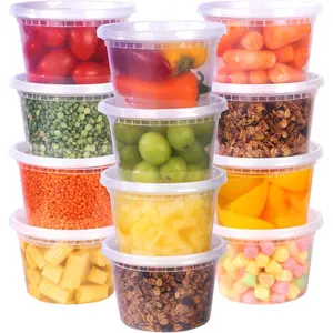 Deli Containers with Lids 16 oz. [24 Sets] Plastic Deli Cups Soup Containers with lids, To Go  Containers