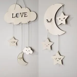 Nursery Decor, Dream Catcher, Children's Room Decorations, Baby Room Wooden Cloud,  Wall Hanging Decor