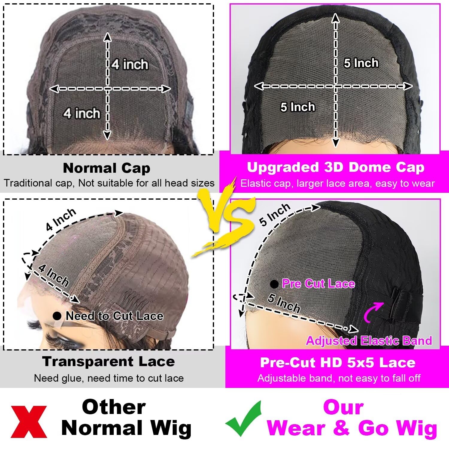 5x5 Transparent Lace Wear and Go Glueless Wigs Human Hair Pre Plucked Pre Cut 180 Density Straight Wigs Human Hair Drawstring Wigs For Black Women Beginner Friendly 26inch