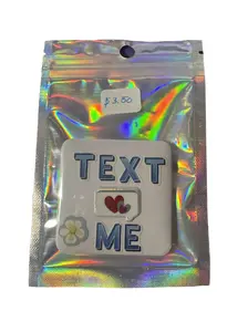 Custom Pins - Text Me Design, Badge Part, Holographic Finish, $3.50 Price Tag