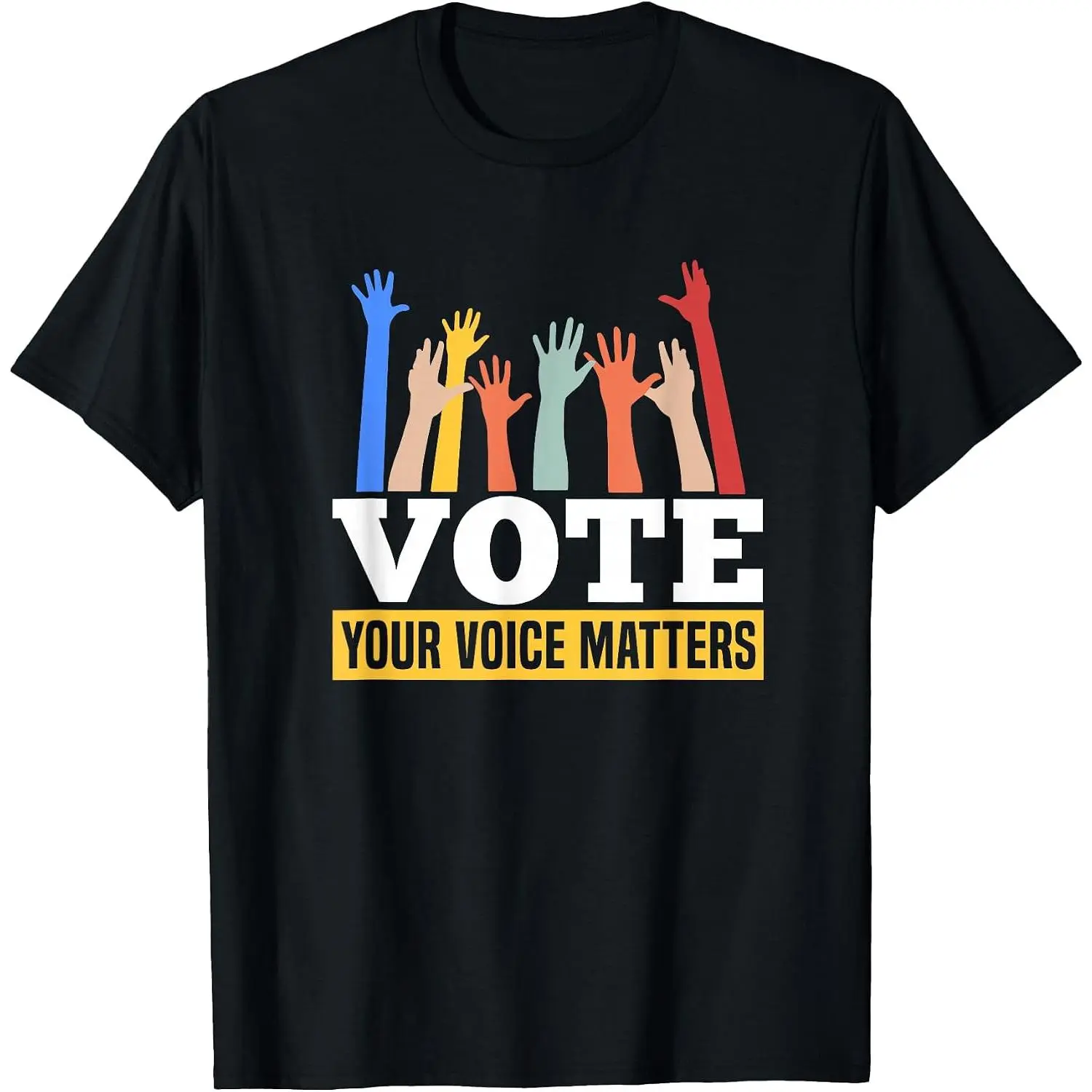 Vote Your Voice Matters Presidential Election T-Shirt Womens Cotton Short Sleeve Summer Casual Graphic Crew Neck Tee Black