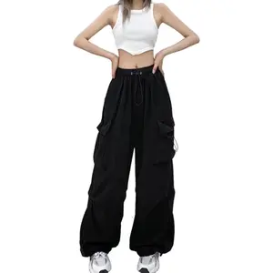 Women's Baggy Parachute Cargo Pants Multi Pockets Loose Fit Y2K Casual Pants for Women