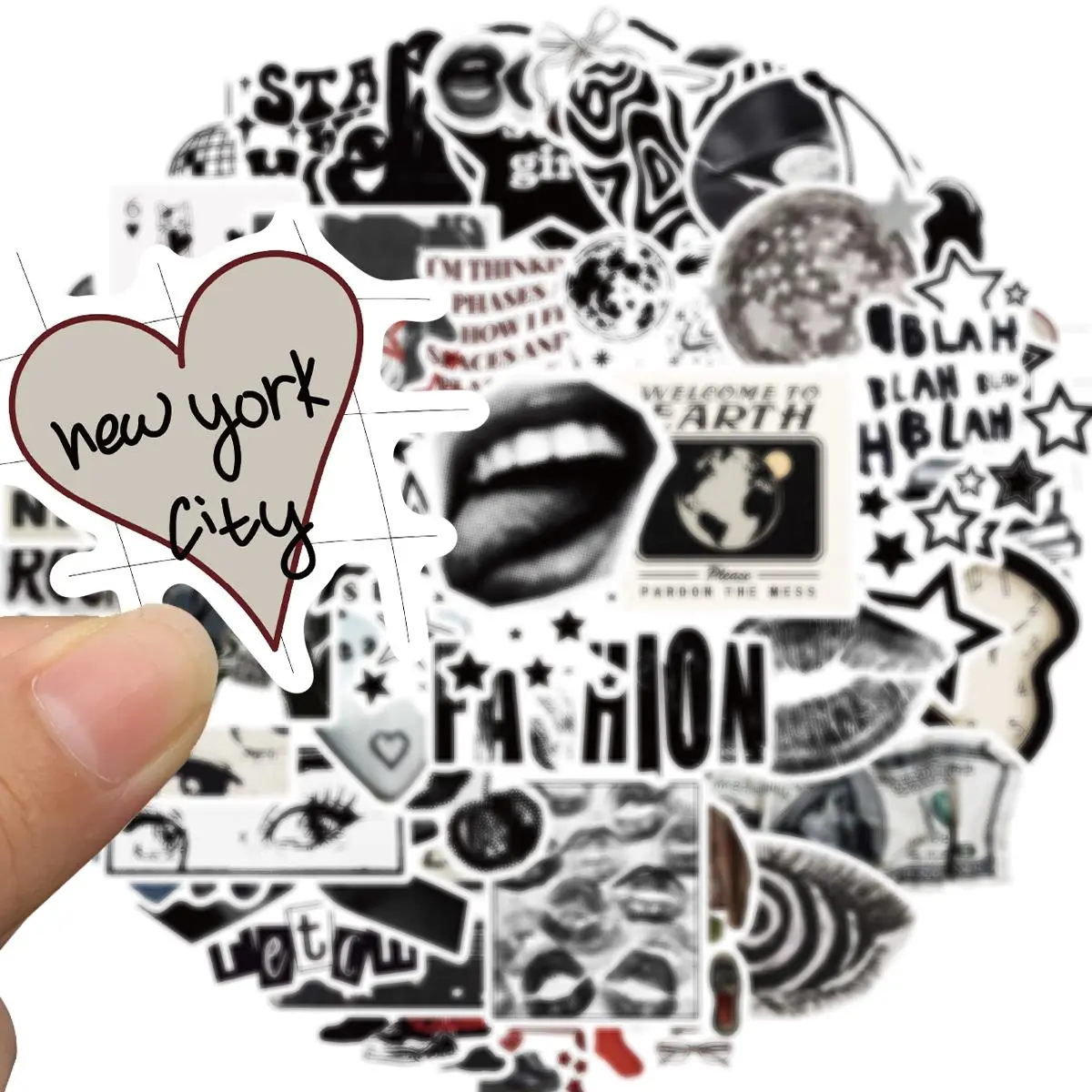 Aesthetic Downtown Girls Sticker, 50pcs/set Cool Trendy Y2K Sticker, Funny Waterproof Sticker for Teens Adults, Vinyl Sticker for Laptop Skateboard, Stickers Kit, Sticker Sheets