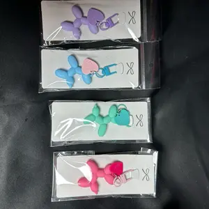 Balloon Dog Keychains - Adorable Pastel Color Keychain Charms with Heart Detail for Keys Purses & Backpacks