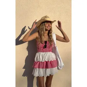 Rosealie Red And White Strapless Mini Dress