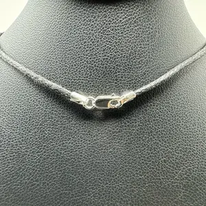 Vegan 20” Waxed Cotton Sterling Silver Clasp Necklace Female Male Birthday Auspicious Daily Engagement Anniversary