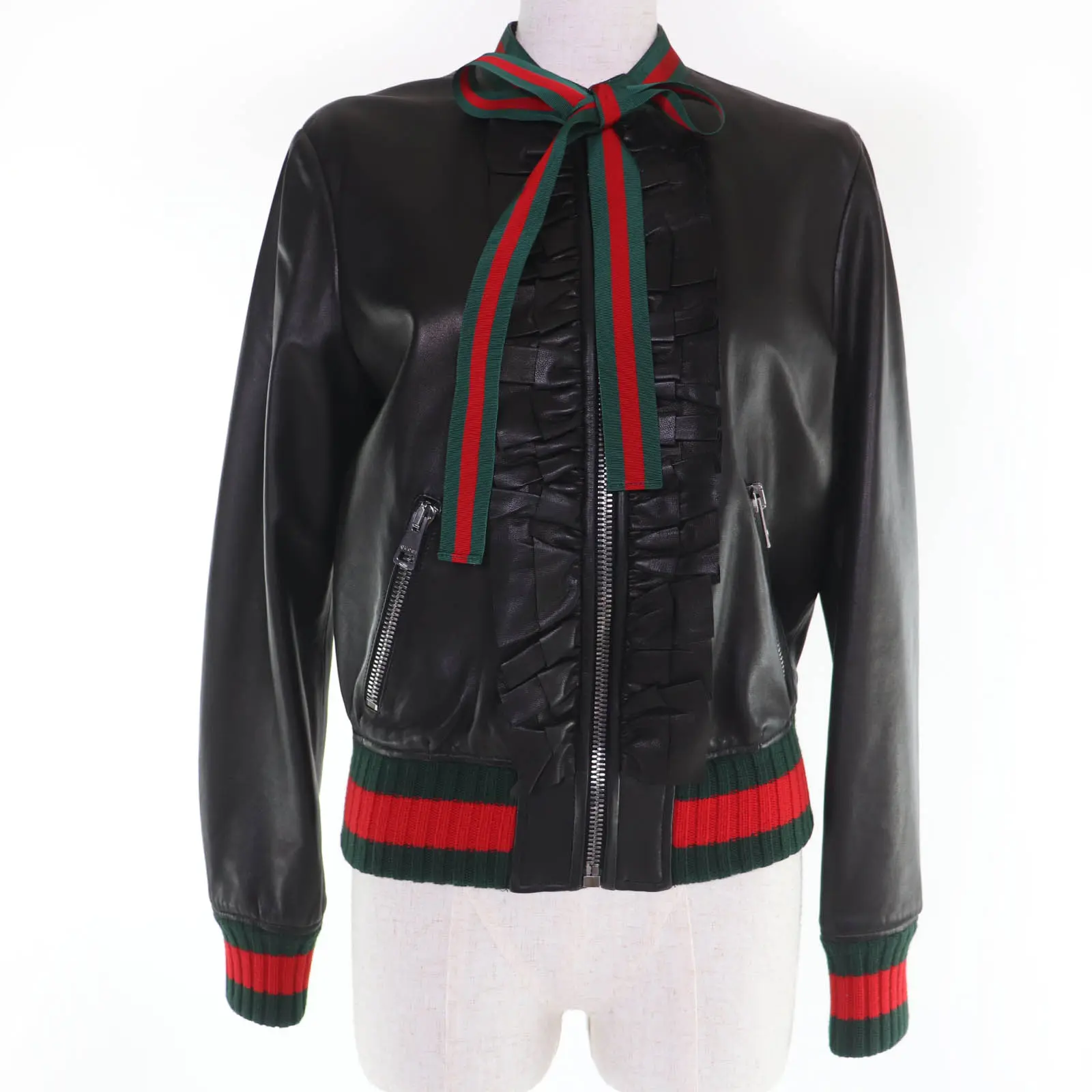 Pre-owned GUCCI Lambskin Small Leather Goods Leather Jacket Coat