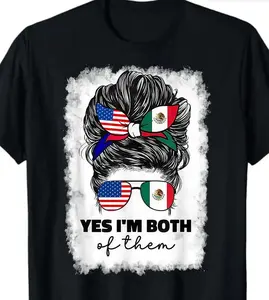 100%cotton Half Mexican And American Mexico America Usa Flag Girl Woman T-Shirt