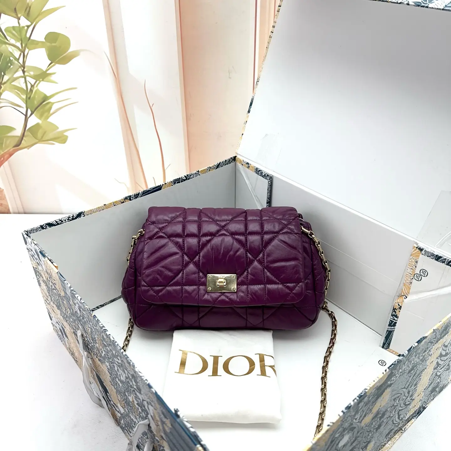 Pre-owned Dior Purple Quilted Lambskin Flap Bag 0811 zoe 21252254