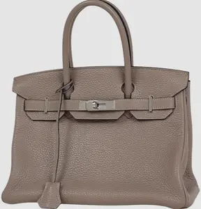 Pre-owned HERMÈS leather Shoulder Bags Hermes Birkin 30 Taurillon Clemence Gris Tourterelle shoulder bag 4000019725815