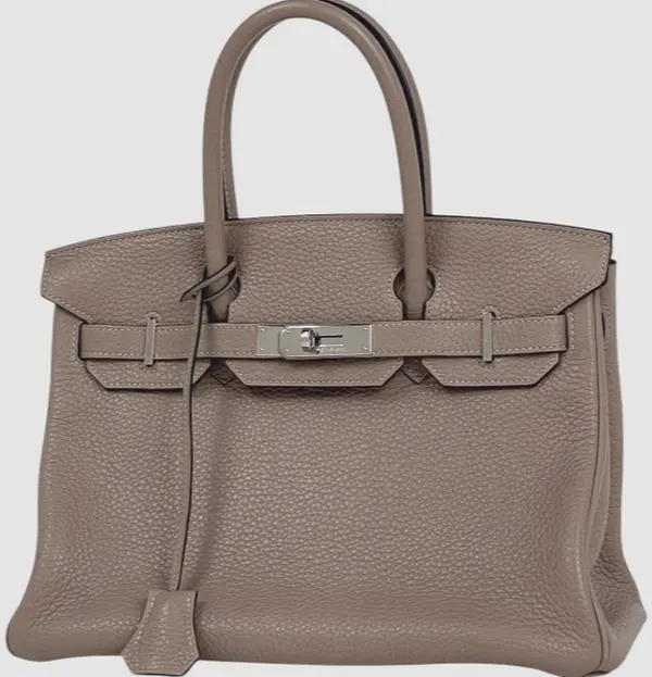 Pre-owned HERMÈS leather Shoulder Bags Hermes Birkin 30 Taurillon Clemence Gris Tourterelle shoulder bag 4000019725815