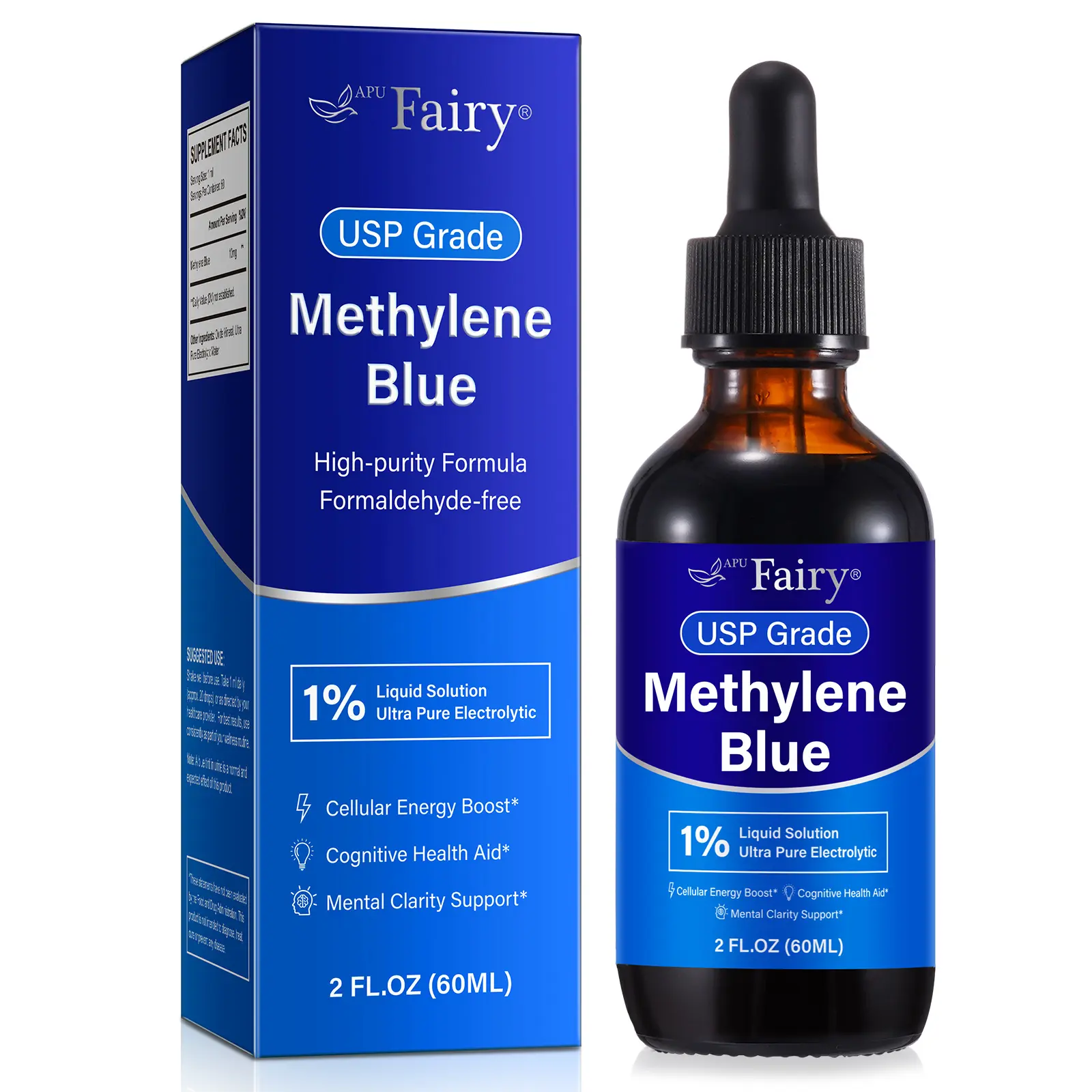 Fairy Methylene Blue Liquid Drops Supplement - 1% USP Pharmaceutical Grade, Formaldehyde-Free, UK-Sold Selfcare Wellness Solution for Adults (Not Recommended for G6PD Deficiency)