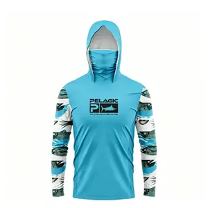 2026 new fishing apparel ice silk long-sleeve hoodie with integrated face mask, thin sun-protection clothing, mosquito-proof UPF50+ T-shirt Men's Breathable Fashion tracksuits men tops