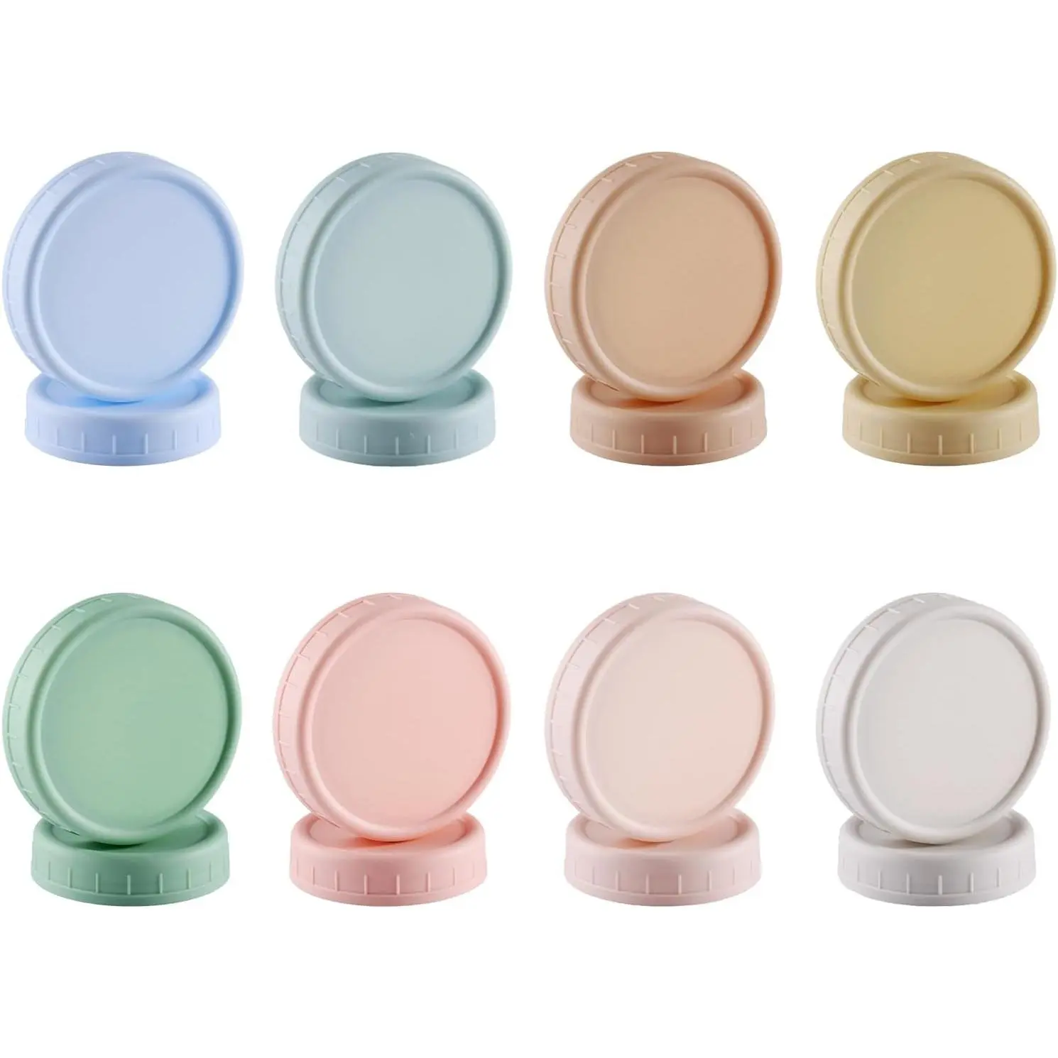 16 count Colored Plastic Mason Jar Lids With  Rings (8 Wide Mouth & 8 Regular Mouth) for Ball, Kerr and More,  Grade & Leak-proof, 86mm & 70mm Canning Tops