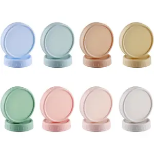 16 count Colored Plastic Mason Jar Lids With  Rings (8 Wide Mouth & 8 Regular Mouth) for Ball, Kerr and More,  Grade & Leak-proof, 86mm & 70mm Canning Tops