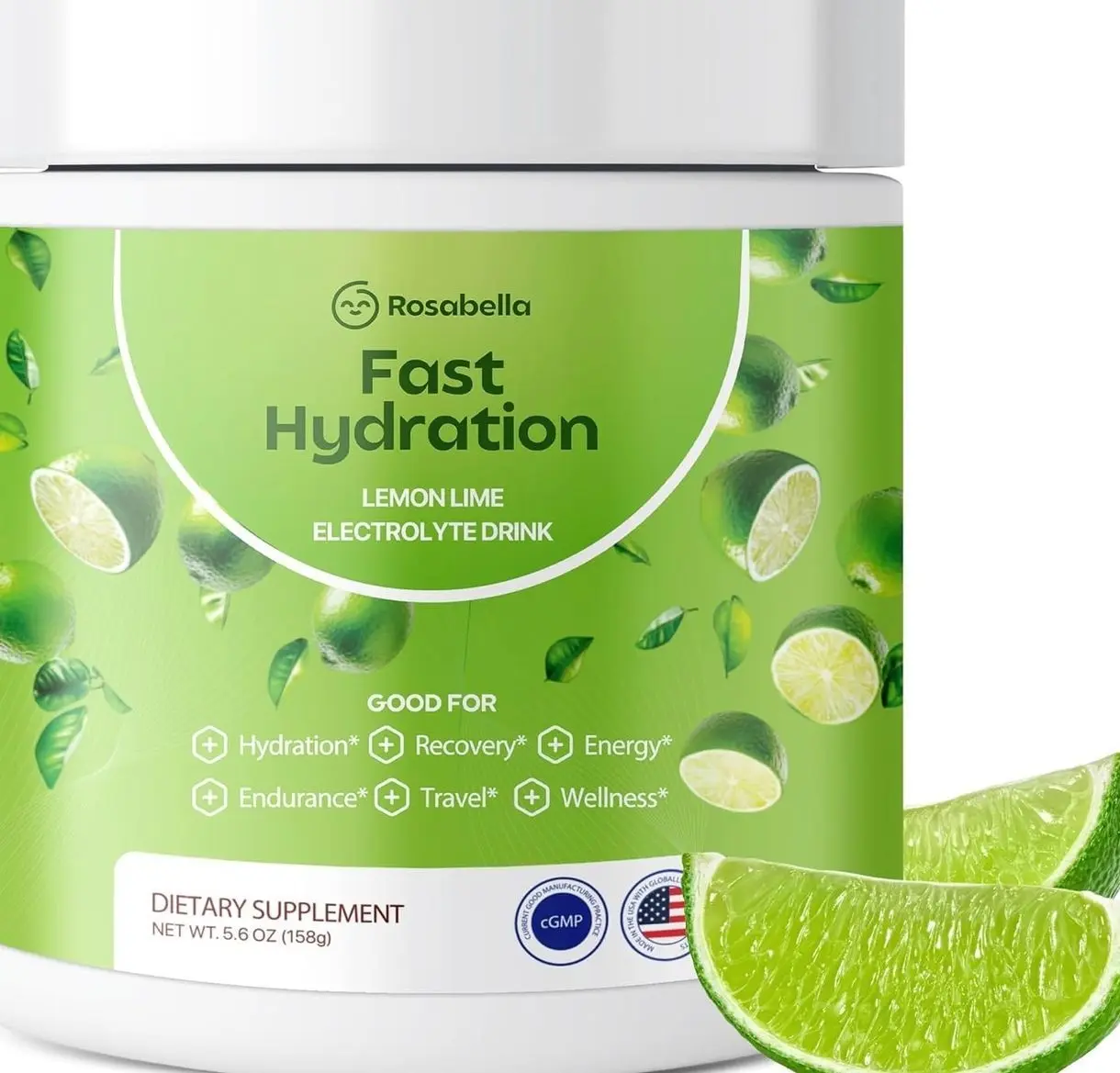 Rosabella Electrolyte Drink Powder – Lemon Lime – Zero Sugar Hydration Supplement – Sodium, Potassium, Magnesium & Calcium – Keto Electrolytes Mix for Rapid Rehydration – 30 Servings (5.7 oz)