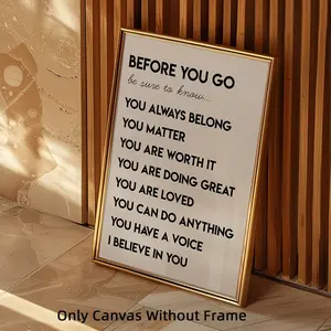 1Pc Optinal Frame Canvas Poster, Affirmation Wall Art For Kids, Inspirational Classroom Decor, Kids Room Decor, Positive Classroom Wall Art, Unframed Art Print