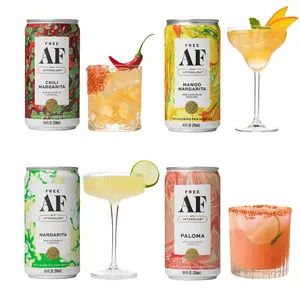 AF Drinks Non-Alcoholic Margarita Variety Pack | Alcohol Alternative Sparkling Cocktails with AFTERGLOW Botanical Warmth | Gluten-Free, Low-Calorie | 8.4 oz Cans (4-Pack)