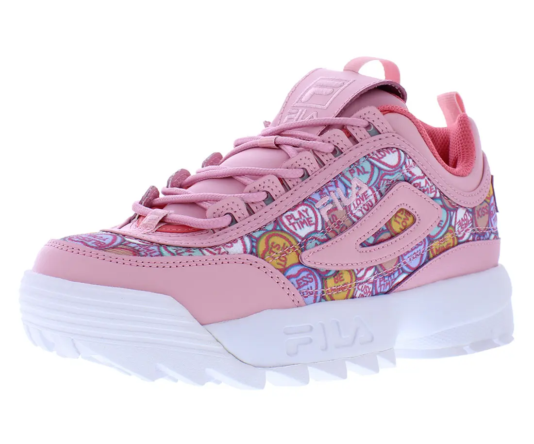 FILA Disruptor II Women's Valentine's Day Sneaker, Chunky Platform Casual Sports Shoes and Everyday Footwear, Cute Women's Sneaker, Platform Shoe, Everyday Look, Chunky Sole, Casual Wear