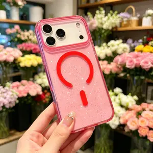 HISTORYOO Transparent Glitter Case for iPhone 17 Pro Max 16 15 14 Plus 13 Pro 12 11 Pro Max Anti-Drop Scratch-resistant N52 Strong Magnet For MagSafe Shockproof Protective Sparkly Bling Crystal Clear Sparkly Hybrid Slim Cover PC+TPU Anti-Yellow Casing