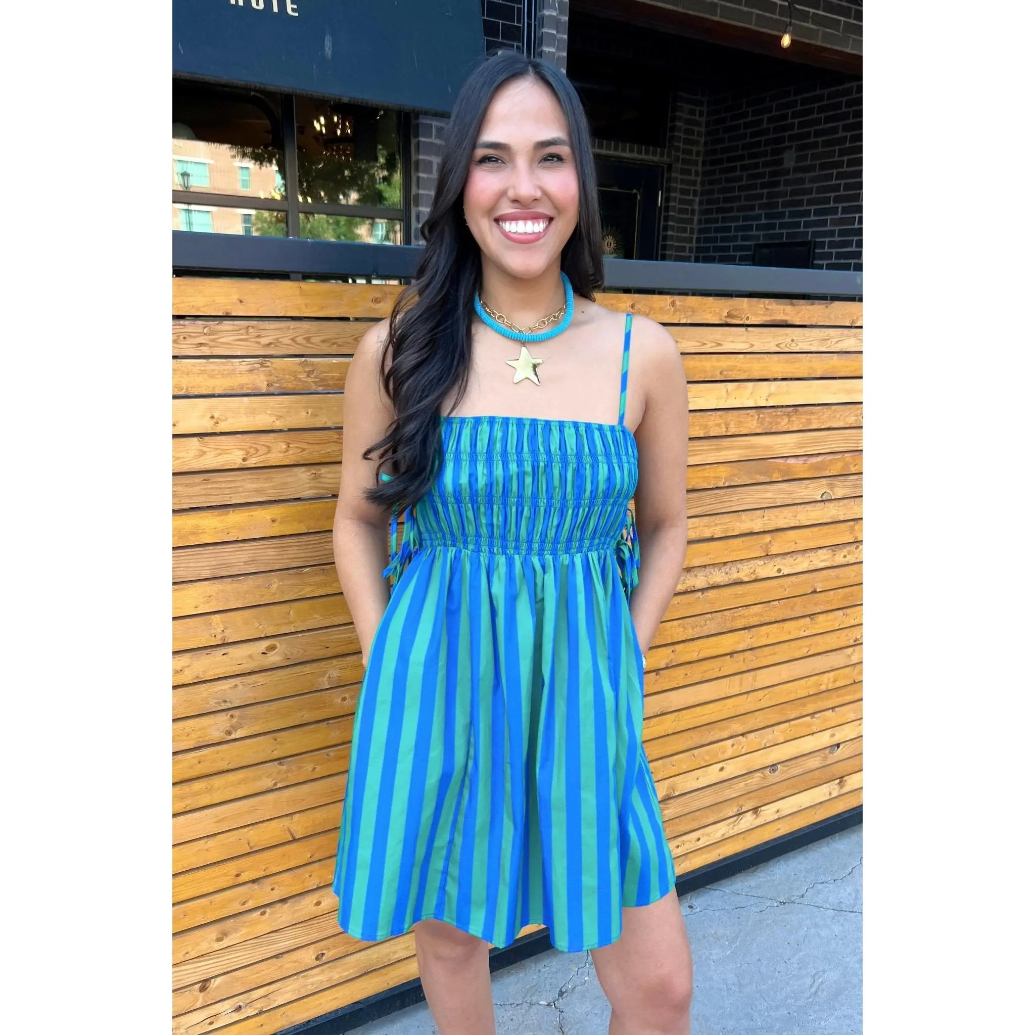 Marina Stripe Smocked Mini Dress