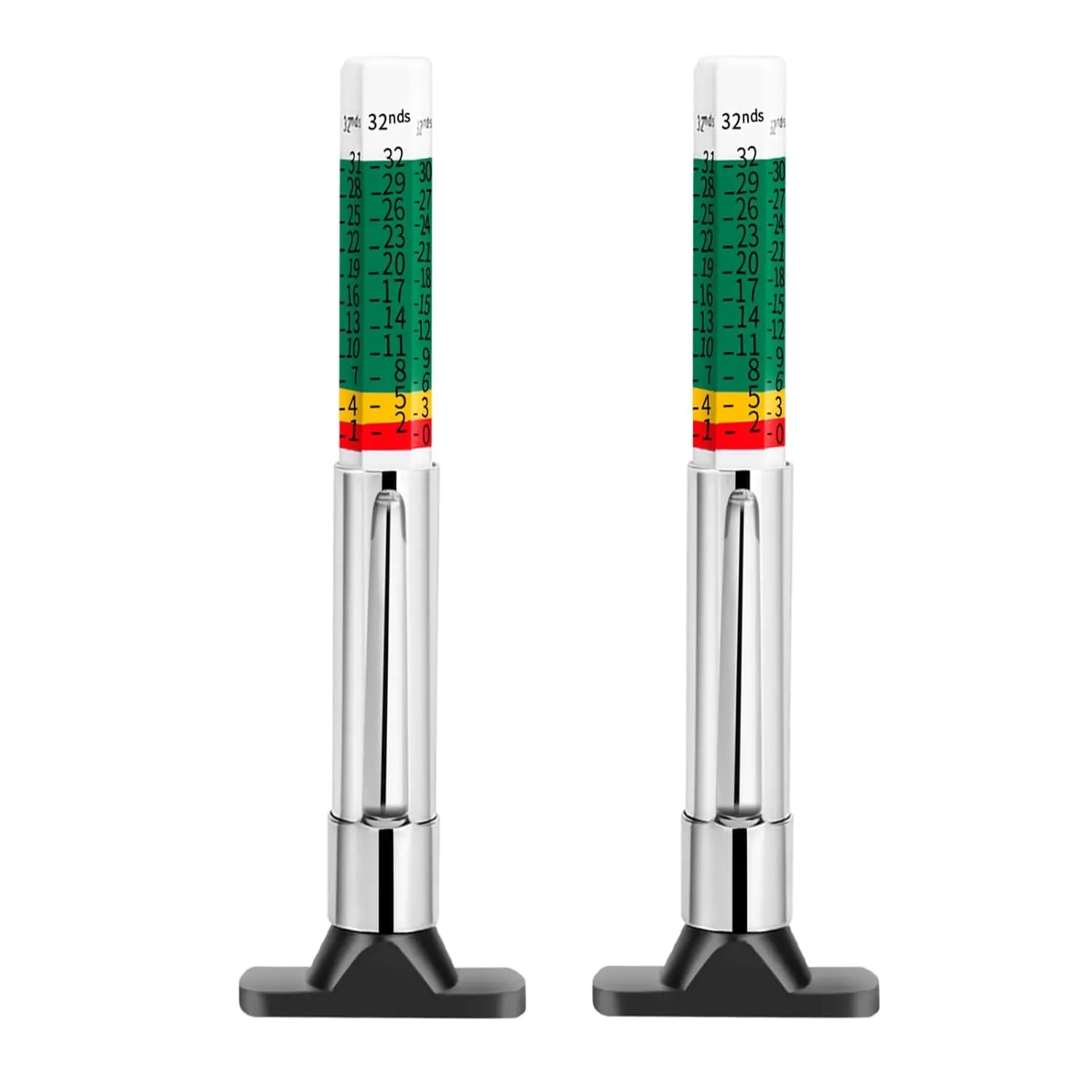 2-Pack Tire Tread Depth Gauge, Color Coded Tire Depth Gauge with Pocket Clip in 1/32 Inch Increments, Accurate Tread Gauge Depth 32nds Measuring Tool for Car, Semi Truck Tire Tread Checker