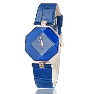 Diamond Electronic Wristwatch - Elegant 32mm Dial Luminous Display Moon Phase Indicator Quartz Movement Blue Strap Secure Pin Buckle