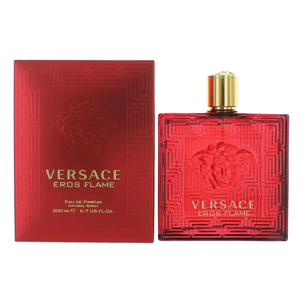 Versace Eros Flame - 6.7 oz EDP Spray, Aromatic Men's Fragrance with Lemon, Rosemary, Cedar & Warm Woody Notes, Citrus