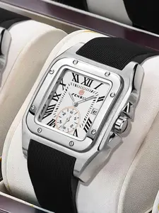 Men's Quartz Watch, Analog Square Dial, Hardlex Glass, Alloy Case, Waterproof Calendar, Fashionable Business Casual Style, Modern Fashionable Wristwatch, Business Fashion Watches