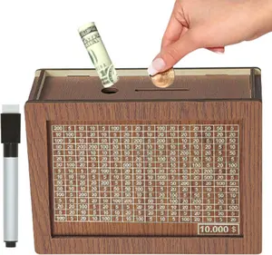 Cash Vault Wooden Savings Box | Savings Challenge Box | Cash Saver Money Box | Wooden Cash Saver Money Box with Counter | Coin Counter Piggy Bank Money Box with Money Target and Numbers