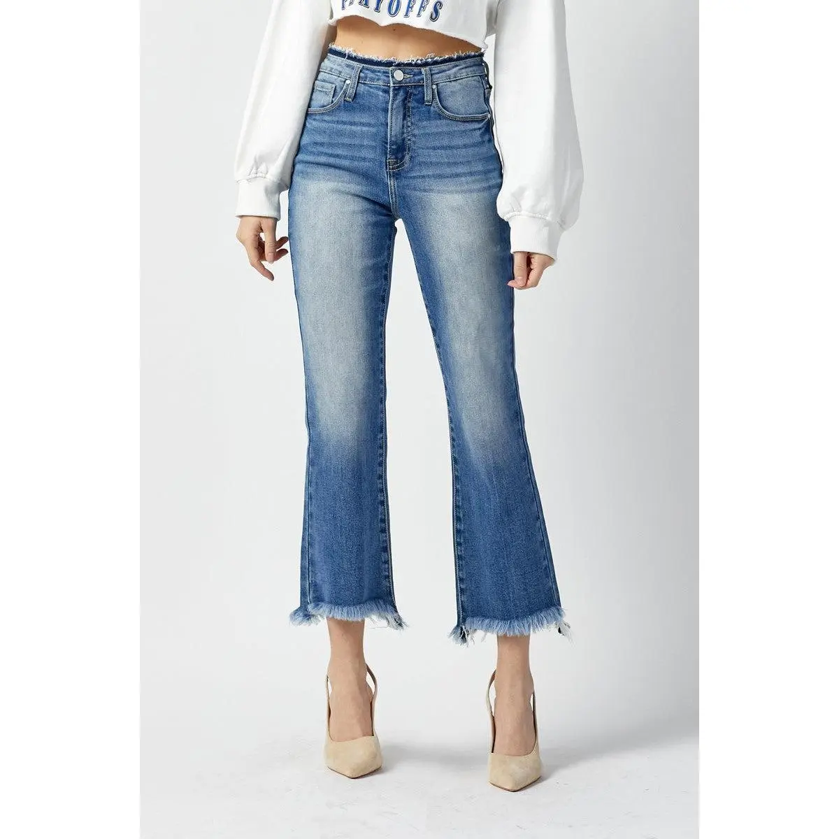 Risen High Rise Crop Flare Jeans