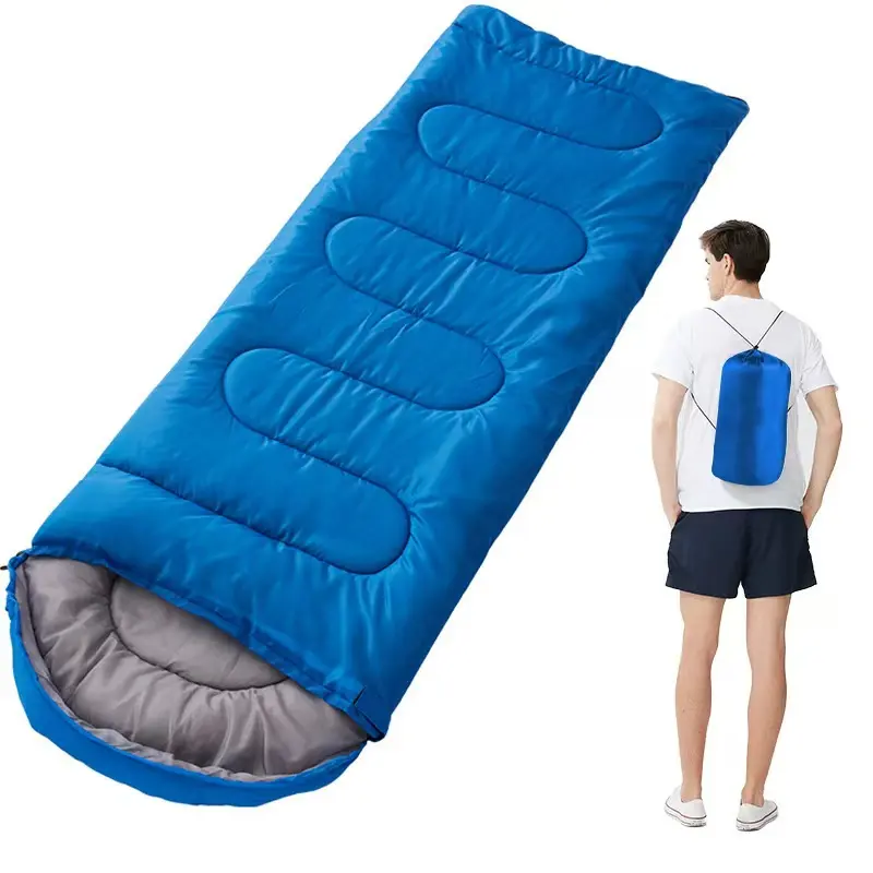 Warm Rectangular Sleeping Bag with Envelope Hood, Thick Winter-Spring Outdoor Gear for Camping, Hiking