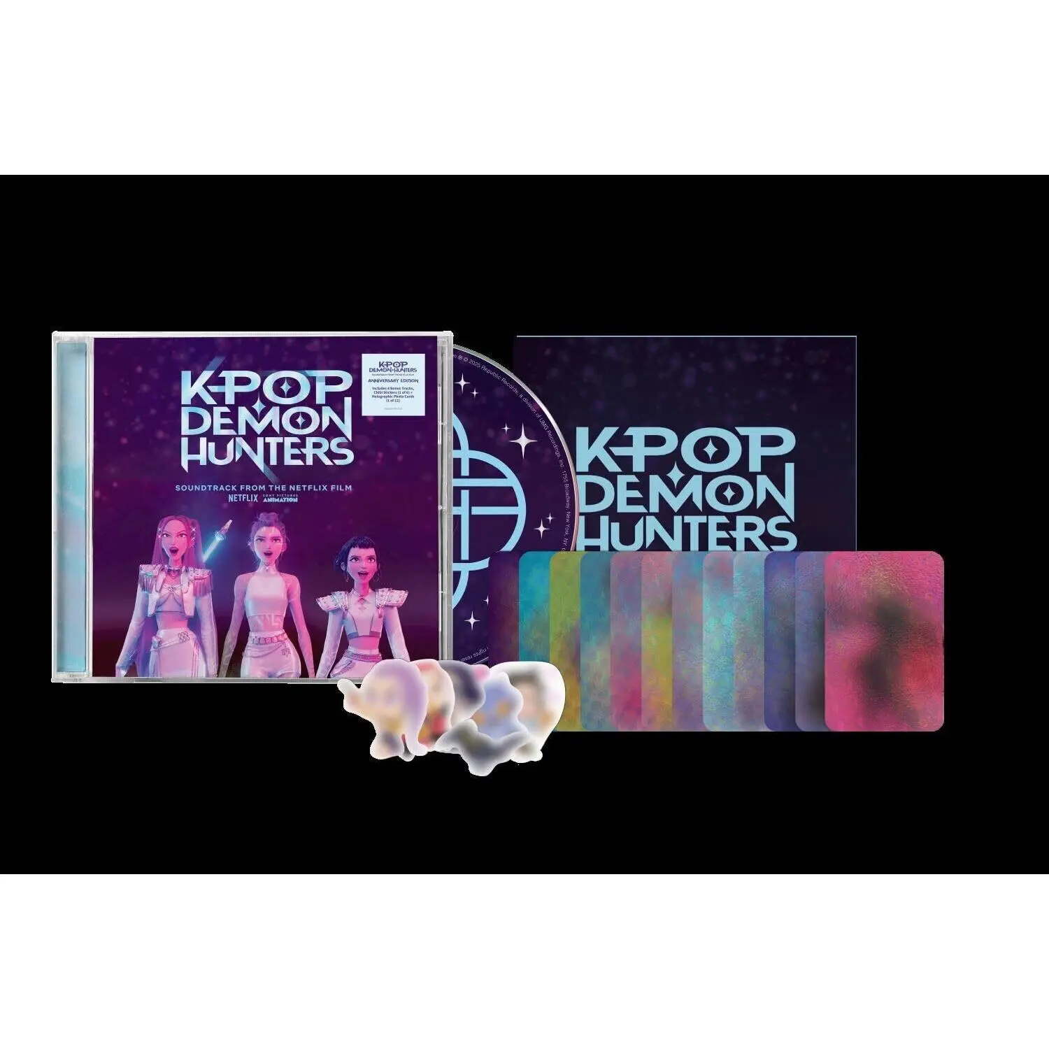 Kpop Demon Hunters (Netflix Film Soundtrack) by Various Artists - Republic Records English Music CD, Anniversary Ed, Bonus Tracks, Golden Glowin' Version, How It's Done, Jinu's Lament, Love Maybe, Free Strategy Guide, Photos, Stickers, Takedown Content