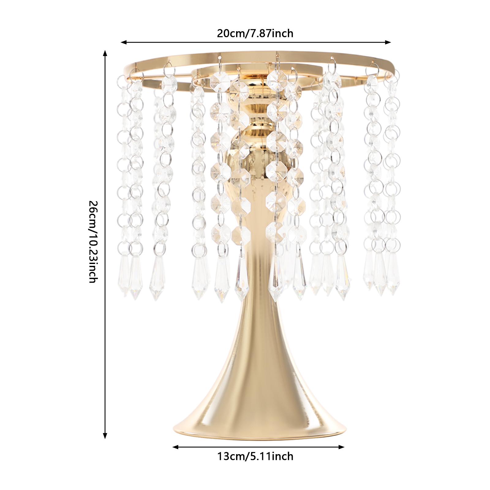 10PCS Gold Crystal Flower Stands for Table Centerpieces Small Vase Holder 26cm Tall Metal Acrylic Wedding Decoration for Shelves Entryway Living Room Balcony Party Display DIY Flower Arrangement Stand Set of 10