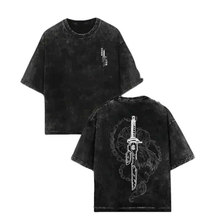 Men's Vintage Retro Toji Anime Manga Art Oversized Distressed Print Breathable Cotton T-Shirt - Unisex Loose-Fit Summervibes Streetwear Loungewear Gift For Anime Fans, Over-Sized Cut