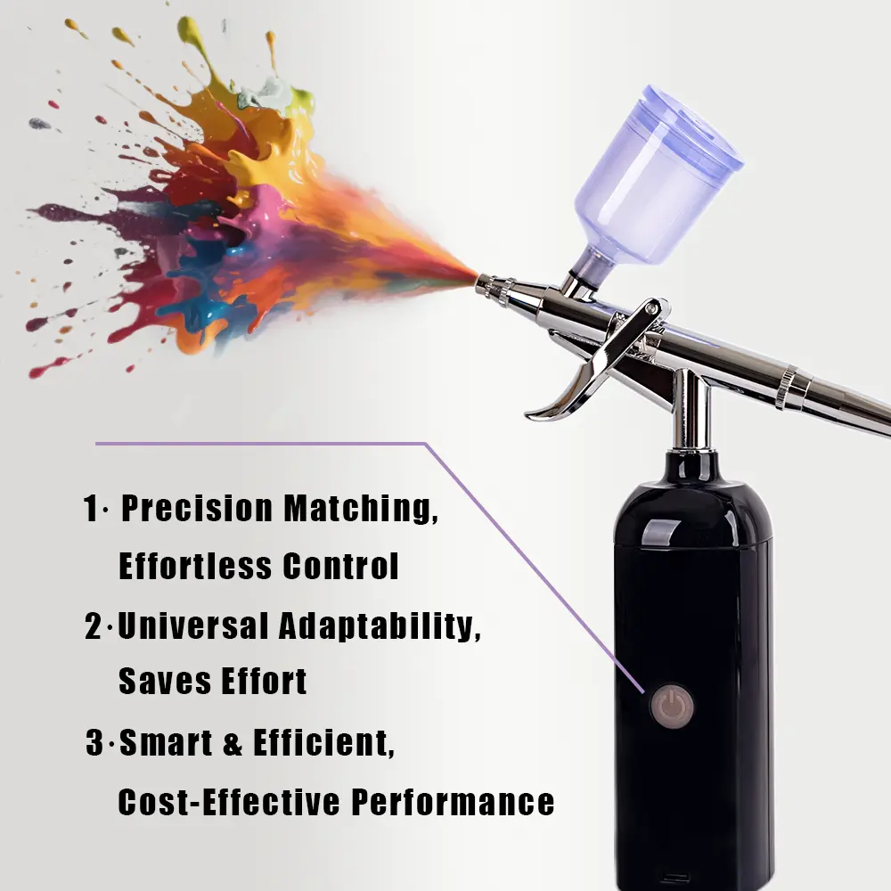 ALL-IN-ONE Airbrush Kit with Precision 3-Stage Control & Dual Cups (Metal+Plastic) - For Fine Art to Hobby Projects