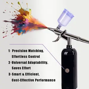 ALL-IN-ONE Airbrush Kit with Precision 3-Stage Control & Dual Cups (Metal+Plastic) - For Fine Art to Hobby Projects