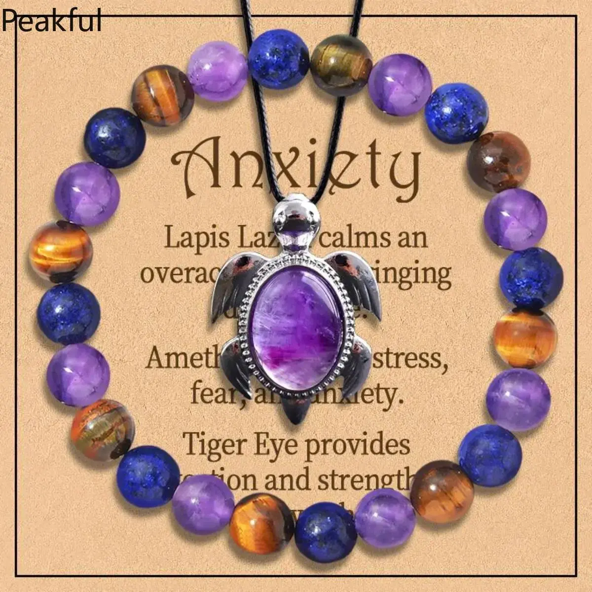 2-Piece Natural Gem Beads Jewelry Set, Viral Spiritual Anxiety Relief Bracelet Stack and Necklace, Minimalist Healing Crystal Accessory for Women Unisex, premium bead craft and meaningful energy benefits, ideal for casual styling, yoga moments, summer dai