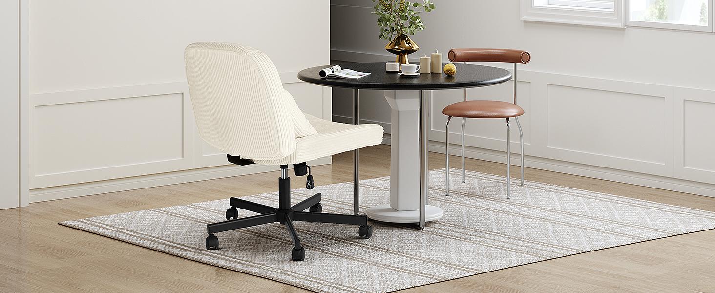 【Massage & Cozy Cushion】ONBRILL Criss Cross Chair with Wheels, Massage Cross Legged Office Chair with Double Layer Sponge Cushion, Corduroy Wide Armless Office Desk Chair Mid Back Swivel Vanity Chair for Home Office, Bedroom Furniture 【Massage & Cozy Cushion】ONBRILL Criss Cross Chair with Wheels, Massage Cross Legged Office Chair with Double Layer Sponge Cushion, Corduroy Wide Armless Office Desk Chair Mid Back Swivel Vanity Chair for Home Office, Bedroom Furniture
