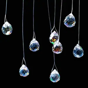 40pcs Crystal Waterdrop Glass Beads, Sun Catcher Pendant Beads, Shiny Multi-Faceted Waterdrop Beads for Women Jewelry DIY Making