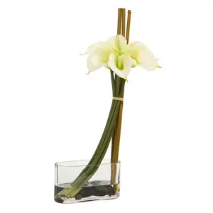 18” Calla Lily with Bamboo Artificial Arrangement 18” Calla Lily with Bamboo Artificial Arrangement