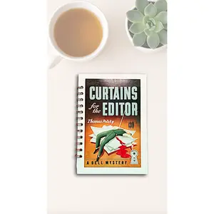 Curtains for the Editor Journal – Upcycled Thomas Polsky Postcard Spiral Notebook with Graph Paper