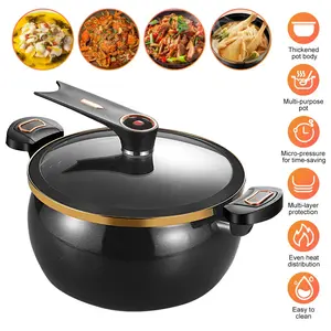 Micro Pressure Cooker 8.45Qt Nonstick Cooking Pot Fast Cooking Kitchen Cookware with Safety Valve Glass Lid for Gas Stovetop