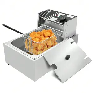 Electric Deep Fryer, 10.36 QT Commercial Deep Fryer With Temperature Control And Removable Frying Basket And Easy To Clean Stainless Steel Body, Silver For Commercial And Domestic Kitchens