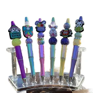 Beaded Pens - Colorful Beaded Design with Happy Easter Emblems and Decorative Accents