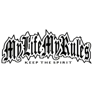 1PC Eye-Catching Gothic Punk "MY LIFE MY RULES" Car Sticker For Car Body, Backpacks, Notebooks Gothic Sharp Font + Dual Slogan Decor Fills With Self-assertive Bold Cool Vibe Easily Grasp, Gothic Punk Personalized Trend Style Car Decal