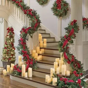 1 piece of 180cm/270cm Christmas vine decor, Garland Ribbon, suitable for fireplace decoration, holiday ornaments, front door decorations, for the festive season, Christmas decorations, and used for Christmas festivities.