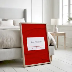 Be My Valentine Notification Printable Poster, Trendy Valentines Wall Art, Valentines Day Decor, Funny Valentine Poster, Quirky Love Print