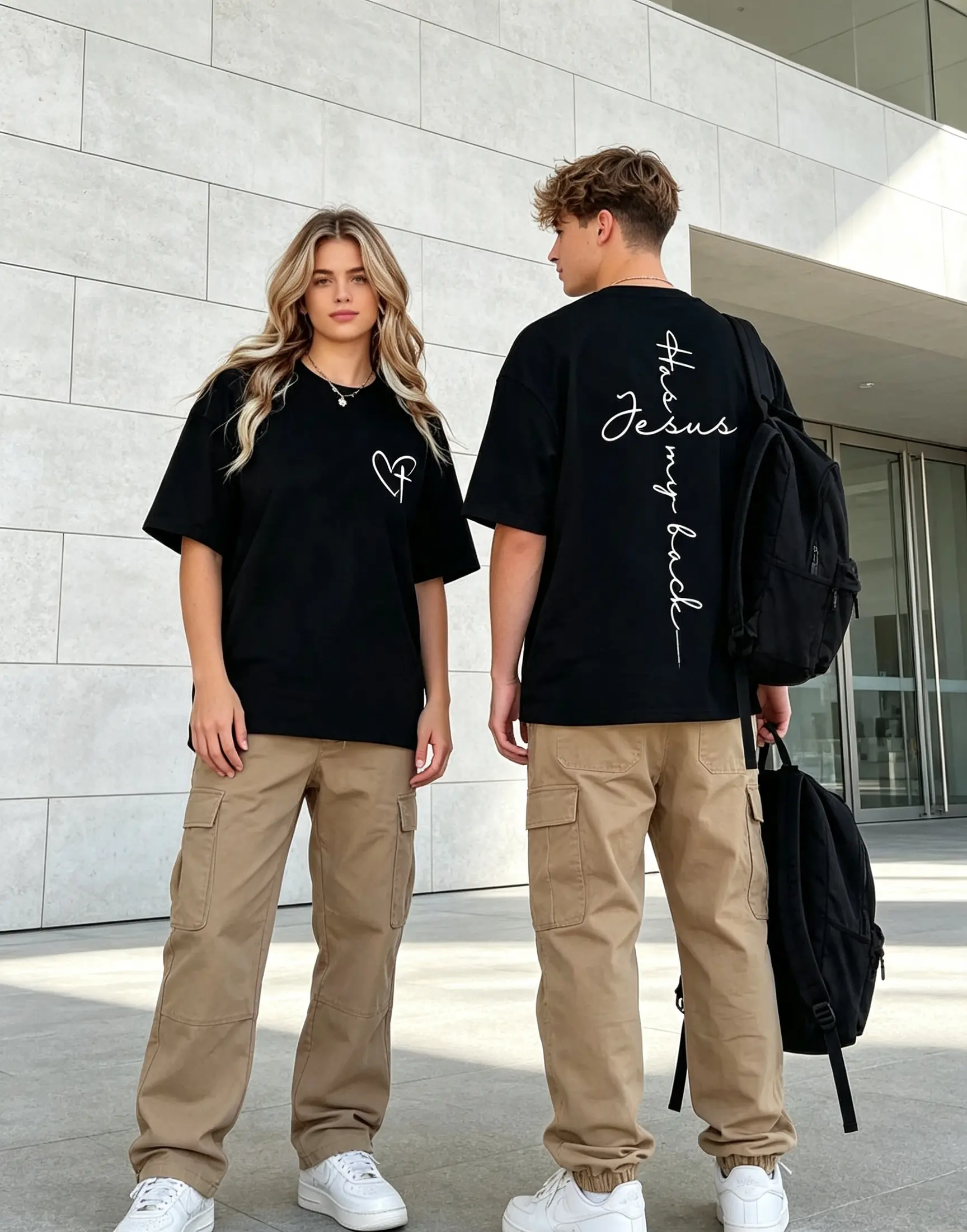 Jesus Has My Back Print T Shirt